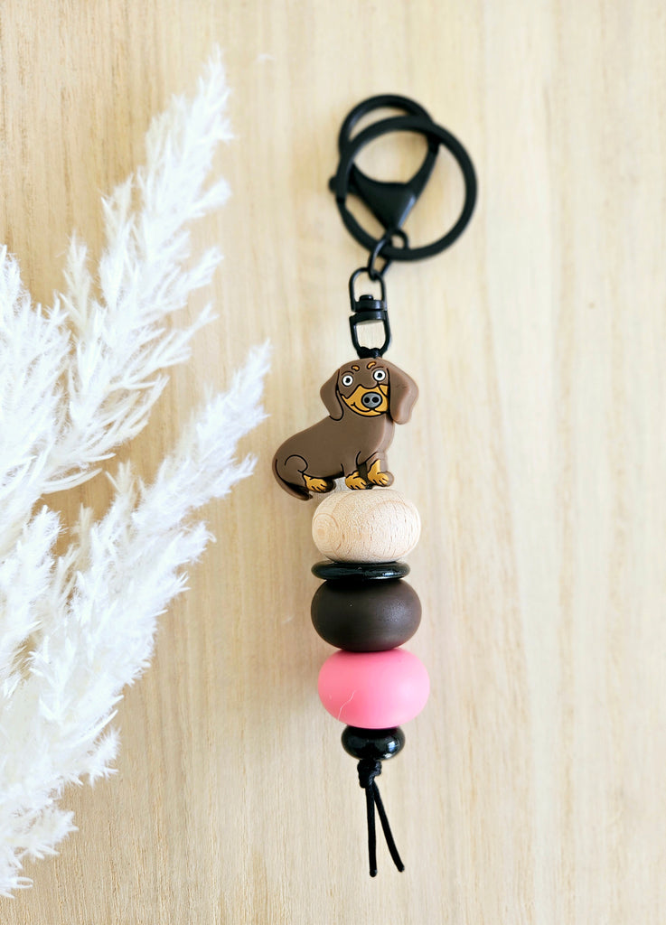 Girl dachshund keyring