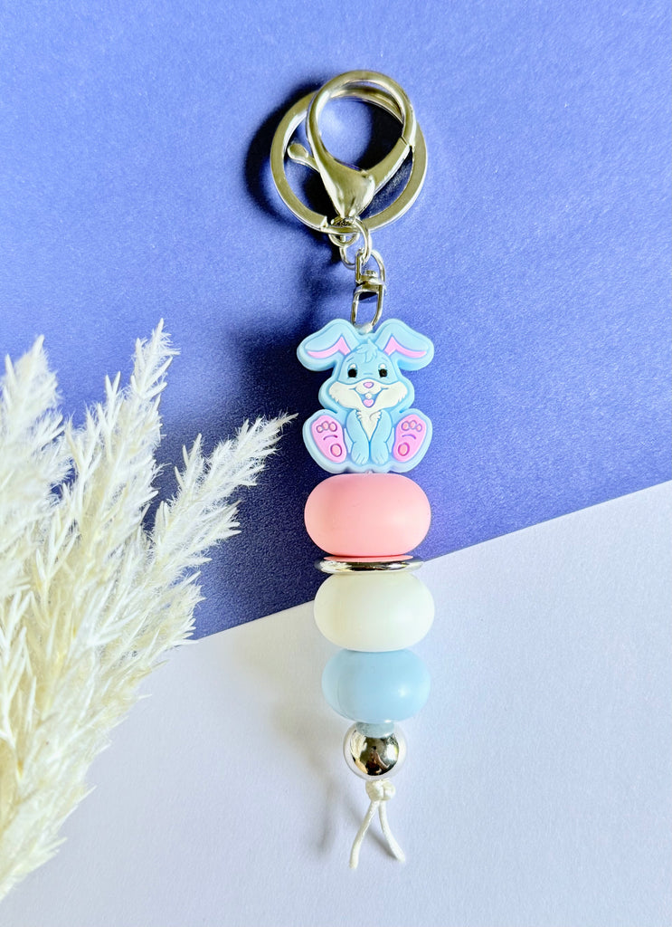 Blue & Peach Easter Bunny Keyring