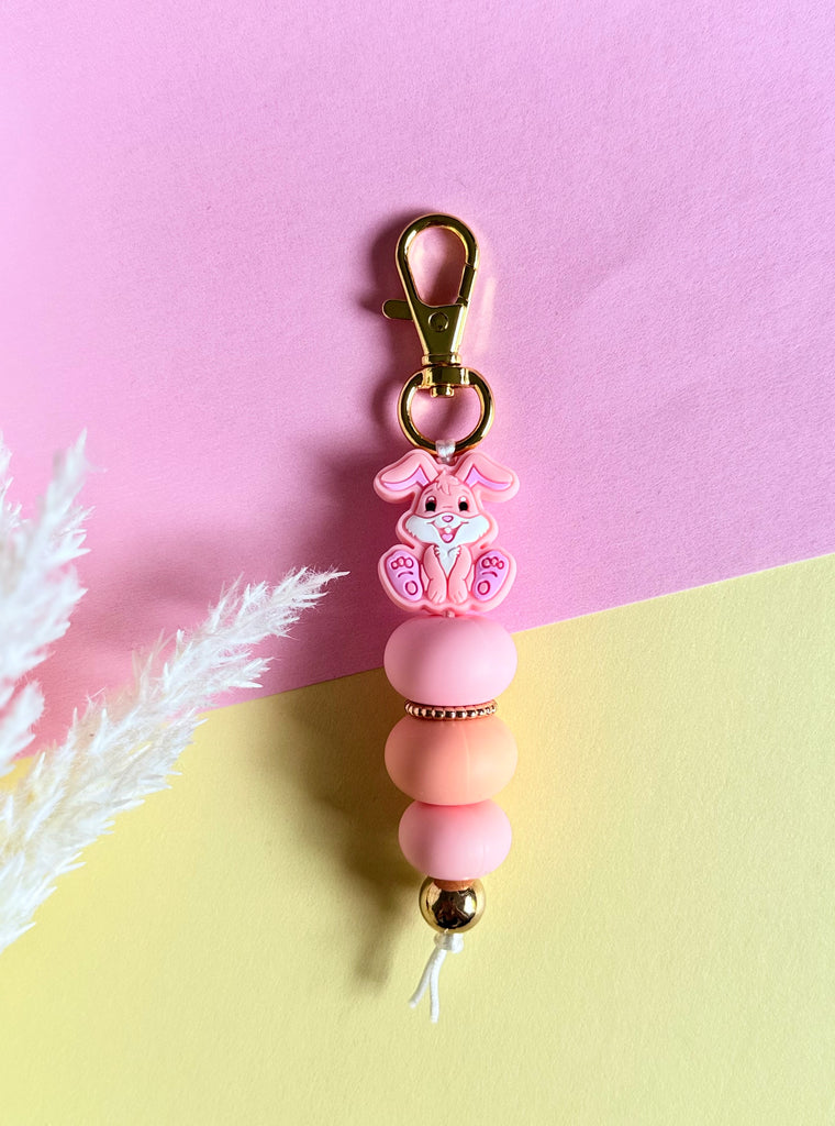 Pink & Peach Easter Bunny Keyring
