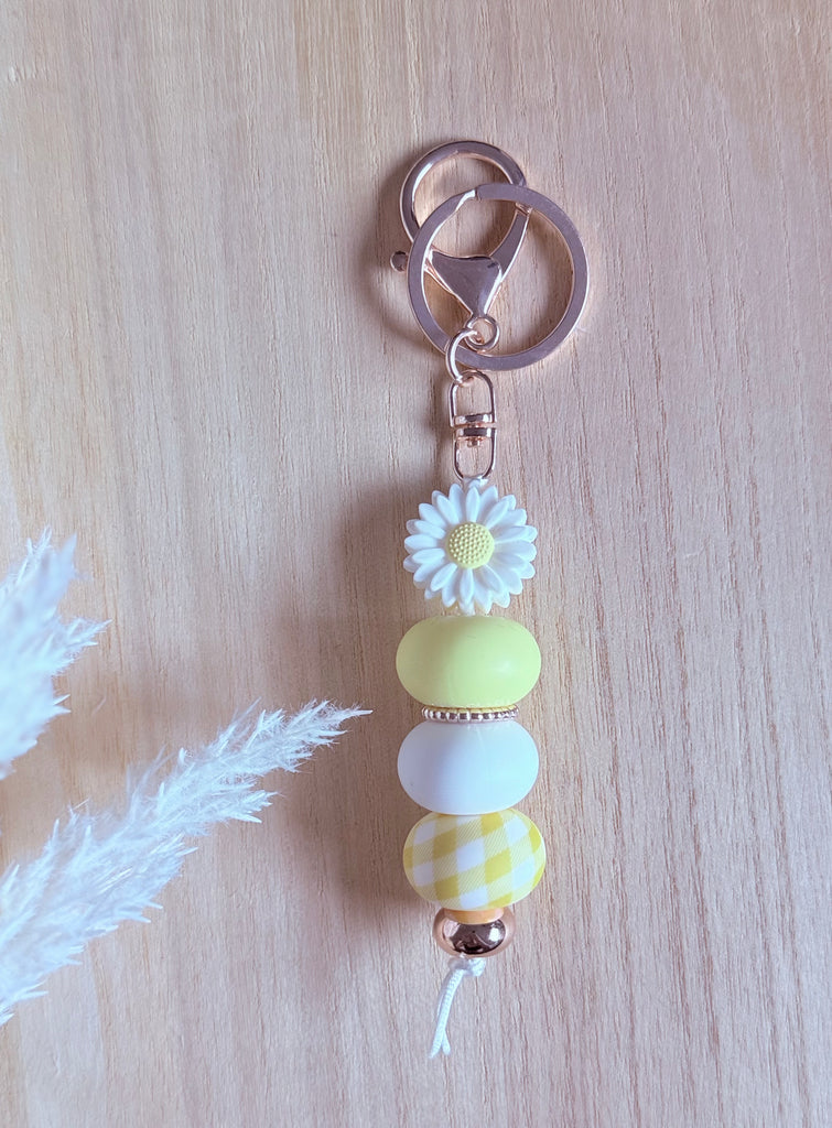 Buttercream Gingham Daisy Keyring