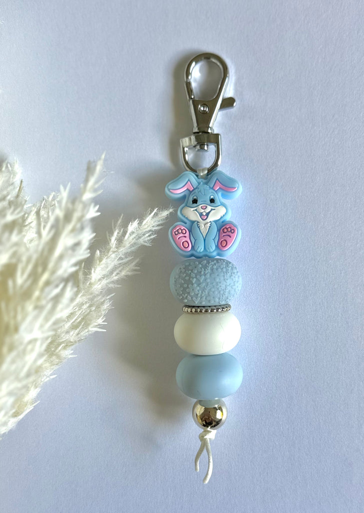 Blue Easter Bunny Keyring