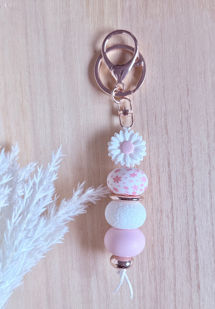 Blushing Pink Daisy Keyring